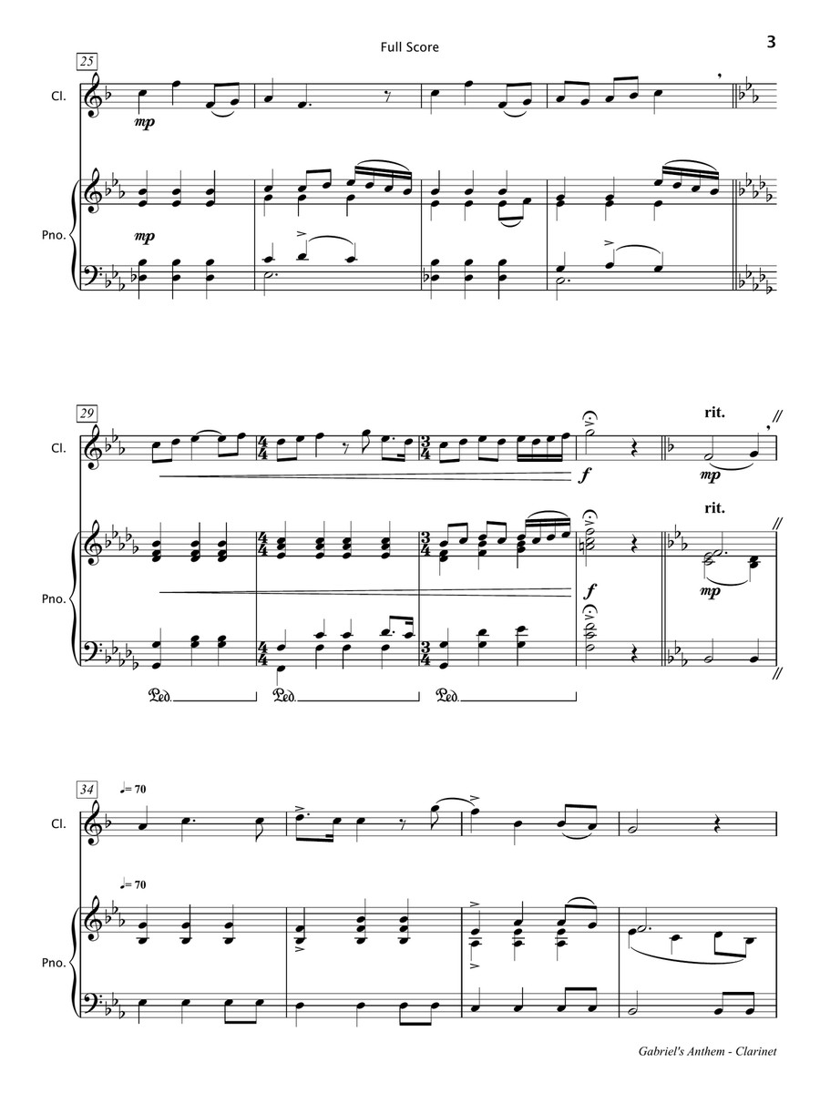 Gabriel's Anthem [Clarinet & Piano] B-Flat Clarinet scores gallery preview page 4