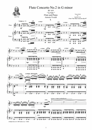 Book cover for Vivaldi - Flute Concerto No.2 in G minor 'La Notte' Op.10, RV 439 for Flute and Piano