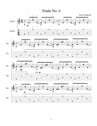 Etude No.6 For Guitar by Neal Fitzpatrick-Tablature Edition
