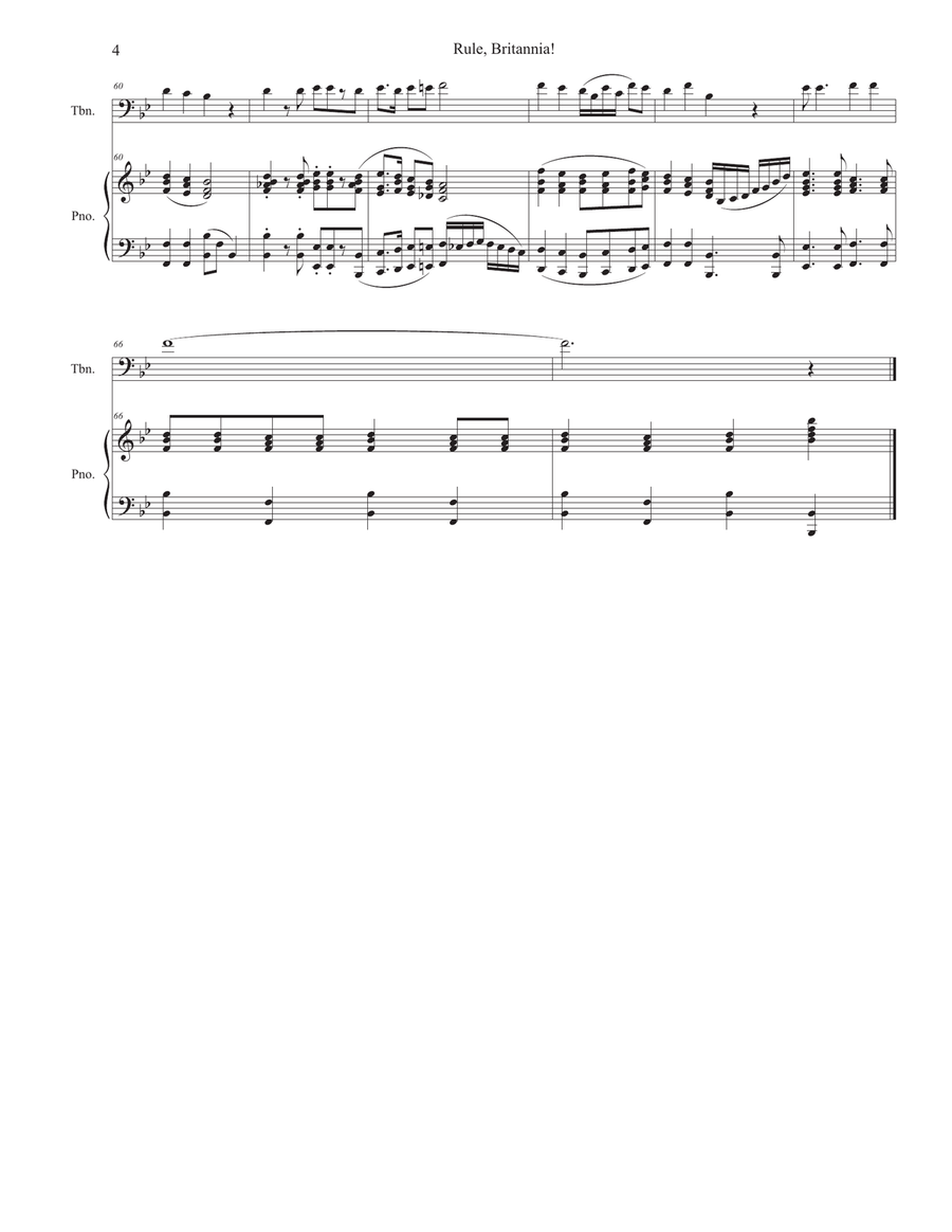Rule, Britannia! (Trombone solo and Piano) Piano scores gallery preview page 4