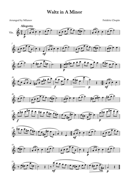 Waltz in A Minor | B. 150, Op. Posth. | Chopin | Violin image number null