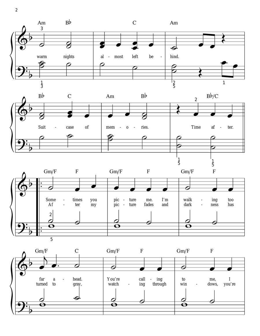 Time After Time Easy Piano scores gallery preview page 2