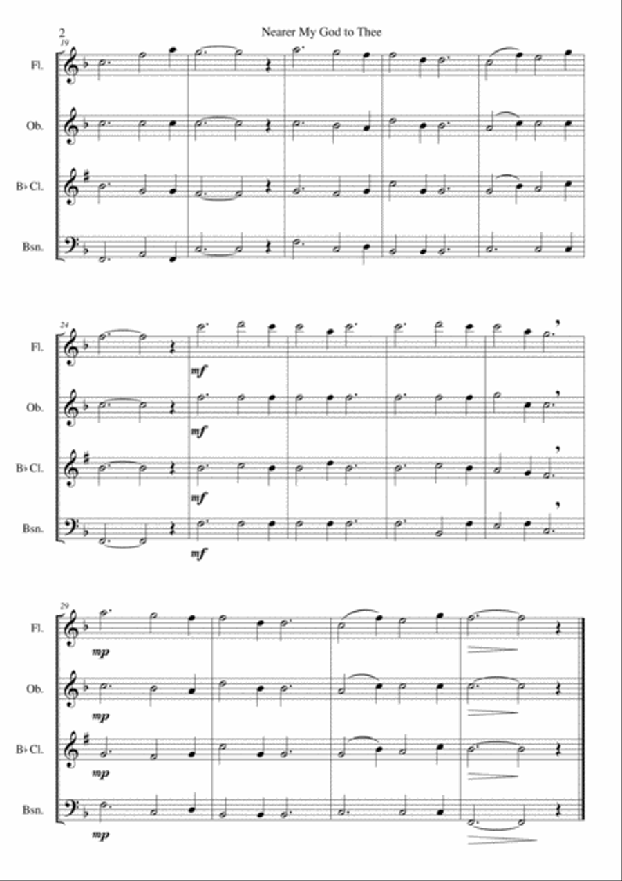 Nearer my God to Thee (Bethany) for wind quartet Woodwind Quartet scores gallery preview page 2