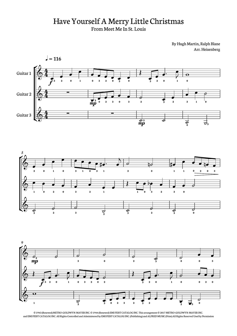 Have Yourself A Merry Little Christmas Guitar Ensemble scores gallery preview page 1