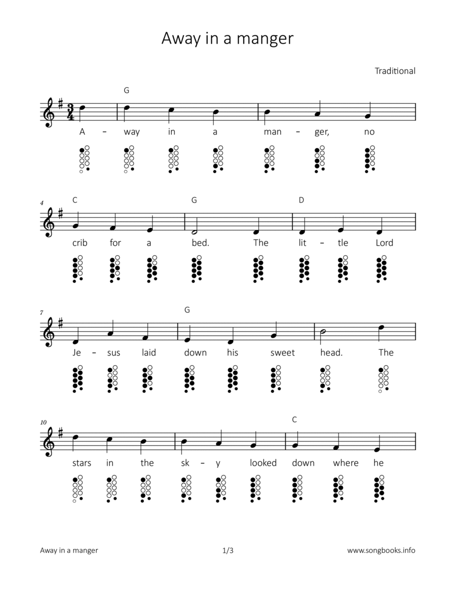 Away in a manger ocarina scores gallery preview page 1