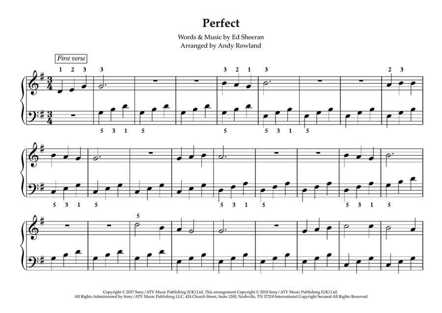 Perfect Piano, Vocal scores gallery preview page 1