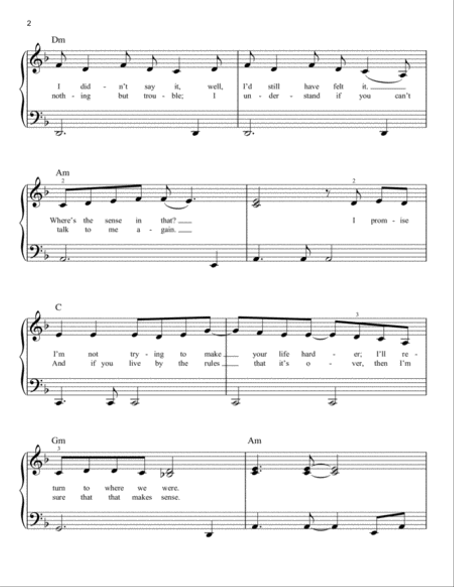 White Flag Easy Piano scores gallery preview page 2