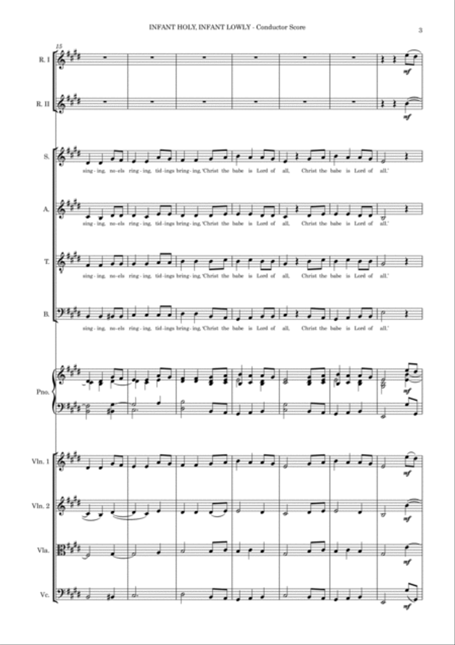 Infant Holy, Infant Lowly – SATB, Str. 4tet & Piano with flexible wind (in Concert E) SATB scores gallery preview page 5