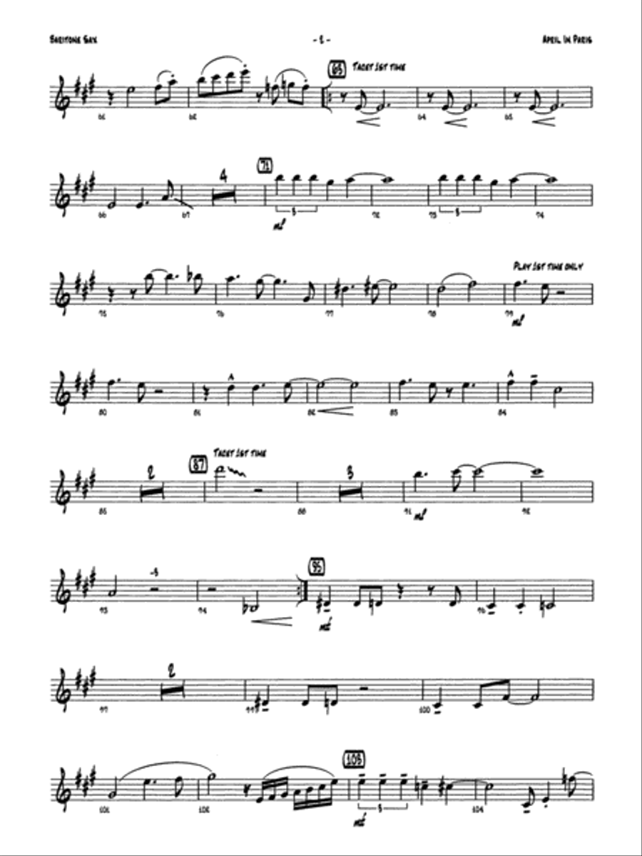 April in Paris: E-flat Baritone Saxophone Jazz Ensemble scores gallery preview page 2