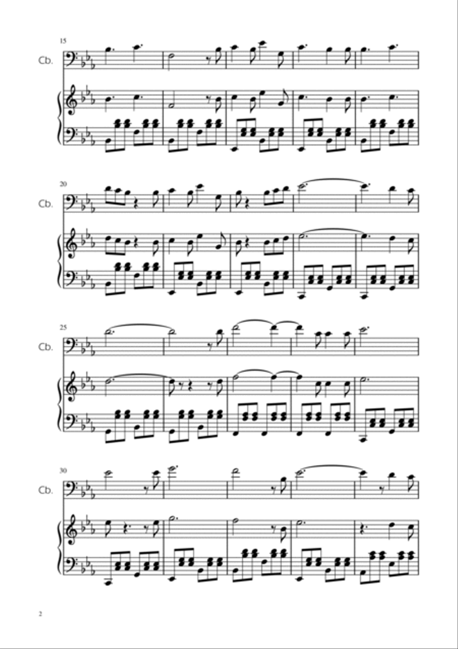 O Holy Night -String Bass Solo w/ Piano Double Bass scores gallery preview page 2