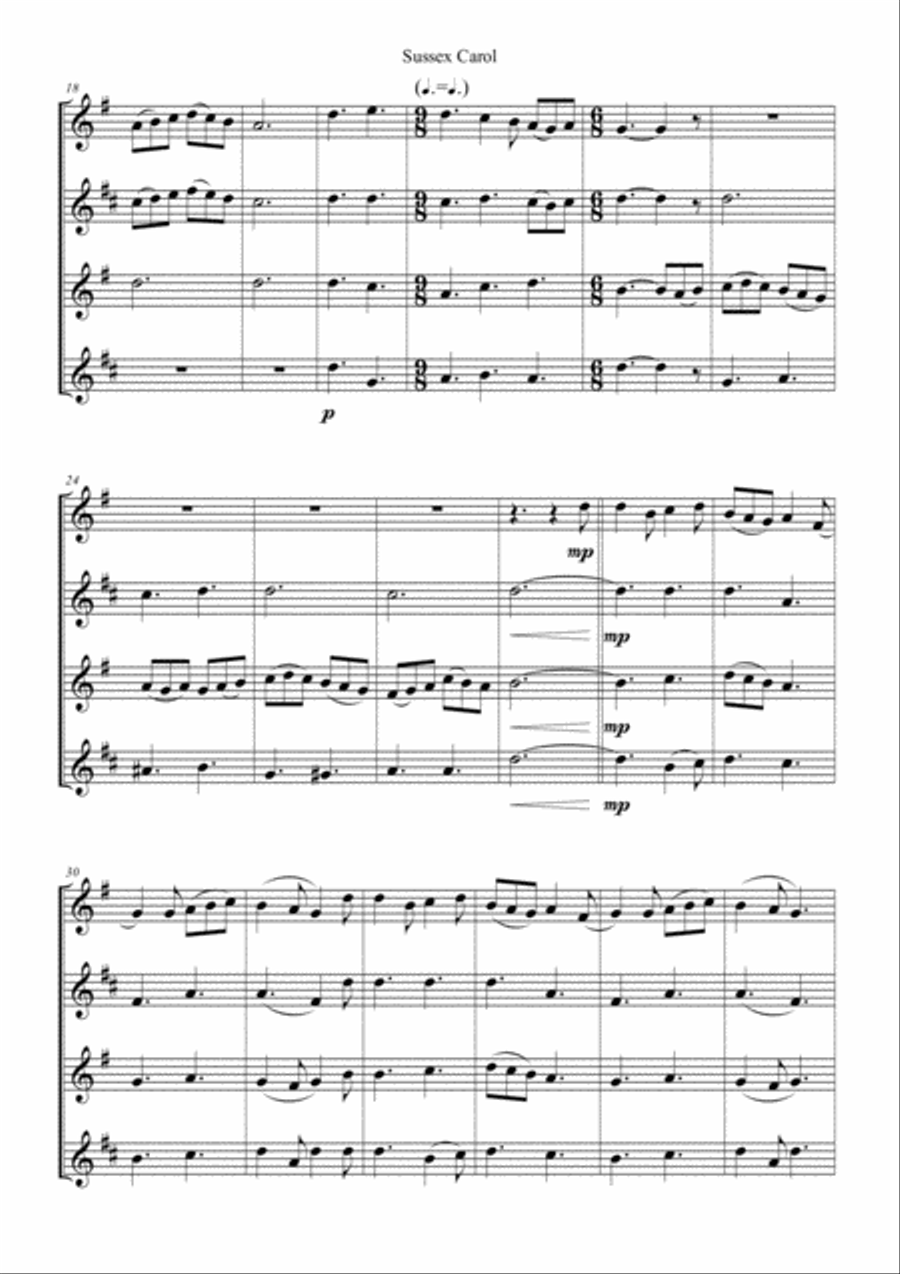 SUSSEX CAROL - for Saxophone Quartet image number null