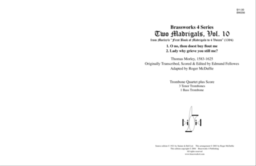 2 Madrigals, Vol.10, Trombone Trombone Quartet scores gallery preview page 1