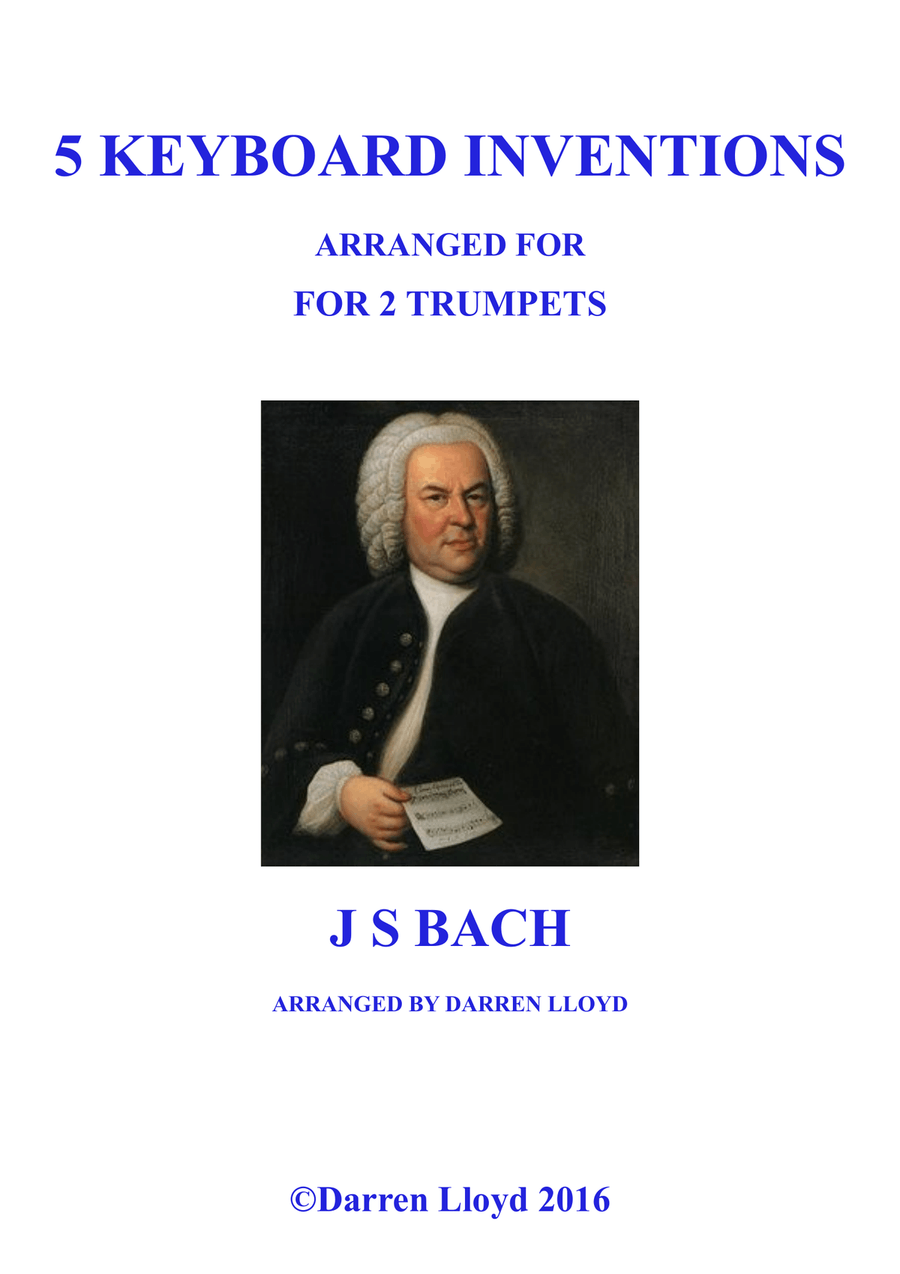Trumpet duets. Five Bach keyboard Inventions for 2 Trumpets. Trumpet Duet scores gallery preview page 1