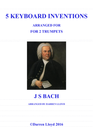 Book cover for Trumpet duets. Five Bach keyboard Inventions for 2 Trumpets.