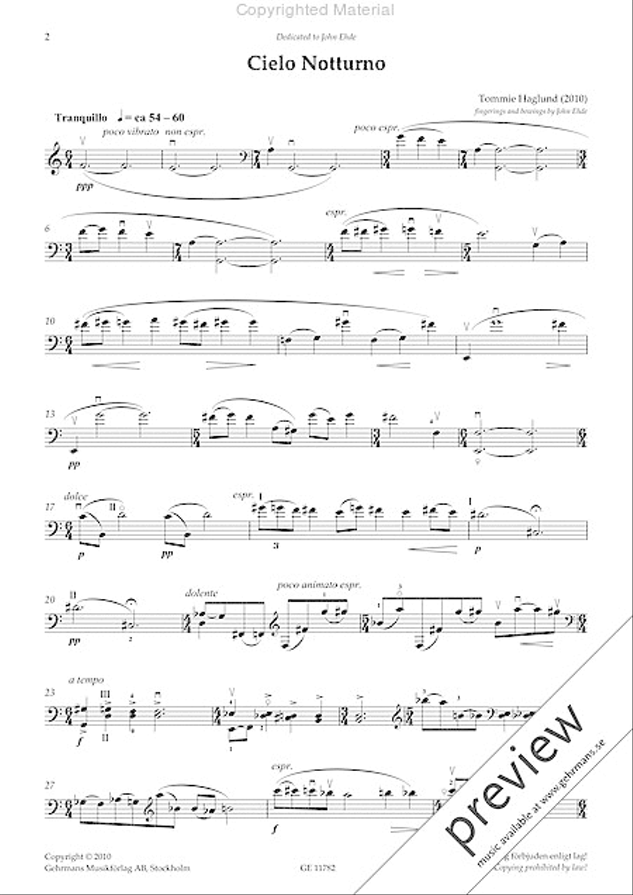 Cielo Notturno Cello Solo scores gallery preview page 2