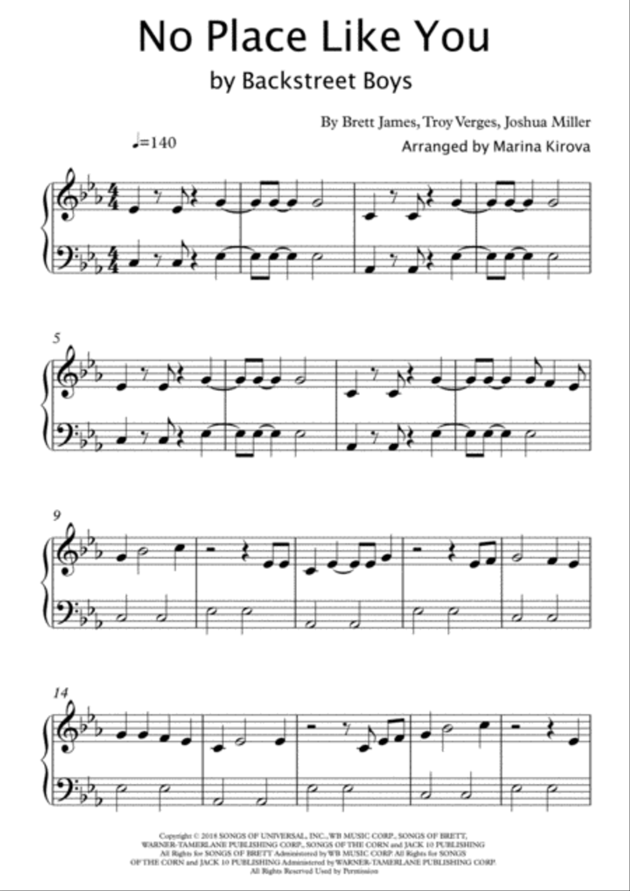 No Place Like You Easy Piano scores gallery preview page 1