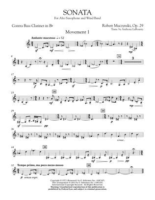 Sonata for Alto Saxophone, Op. 29 - Bb Contra Bass Clarinet