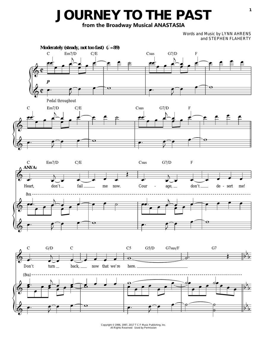 Journey To The Past (from Anastasia) Voice scores gallery preview page 1
