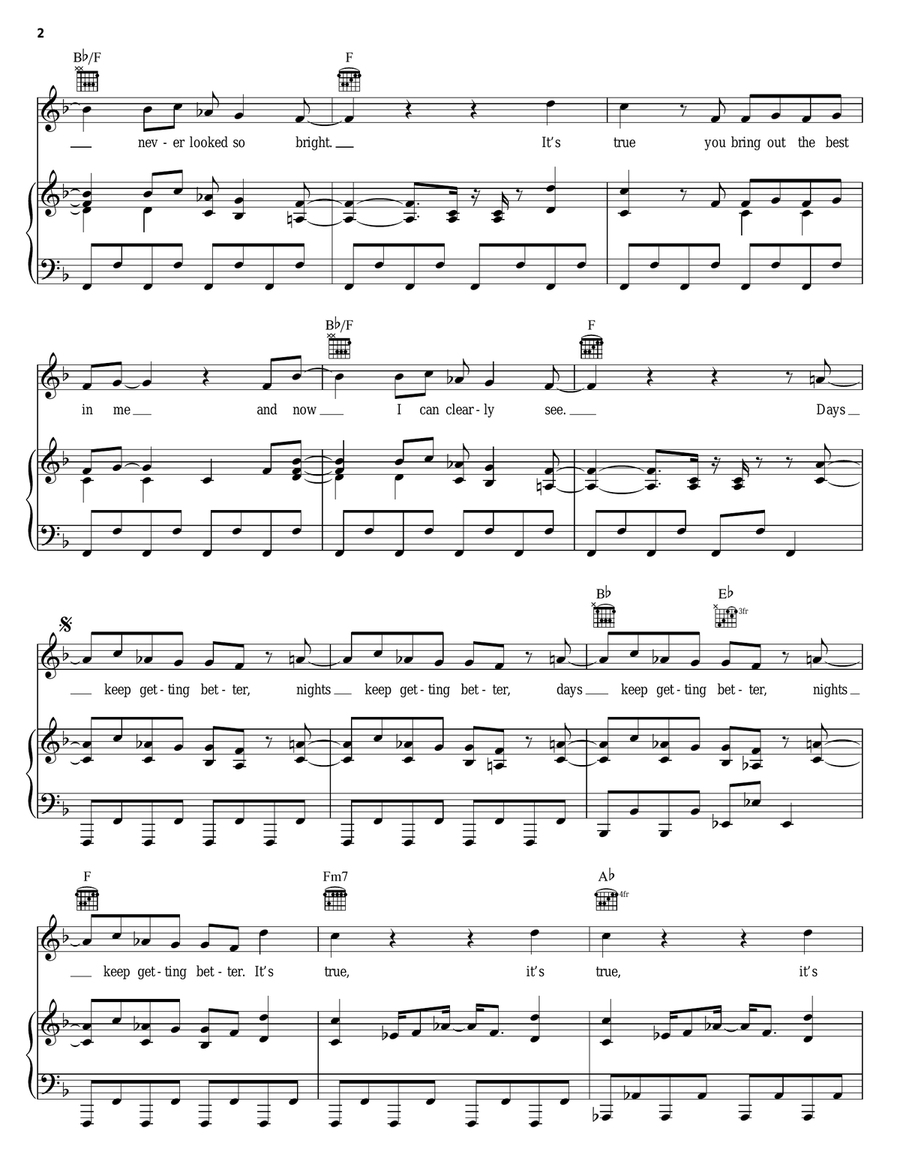 All Things (Just Keep Getting Better) Piano, Vocal, Guitar scores gallery preview page 2