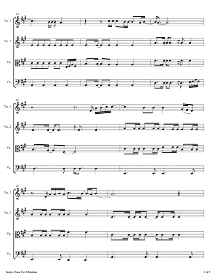 Going Home For Christmas String Quartet scores gallery preview page 4