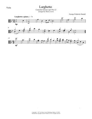 Book cover for Larghetto, Op.6, No.12, VIOLA SOLO