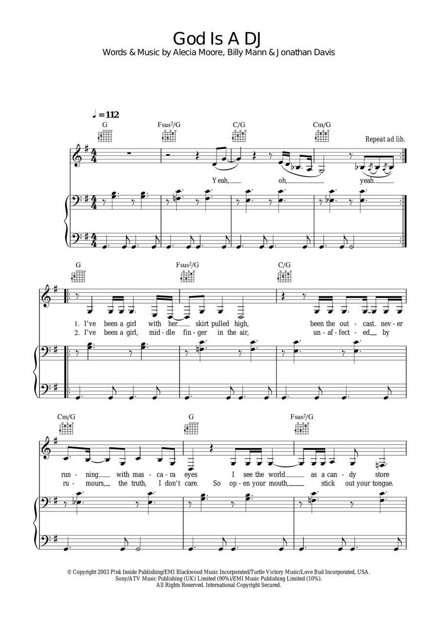 God Is A DJ God Is A DJ Acoustic Guitar scores gallery preview page 1