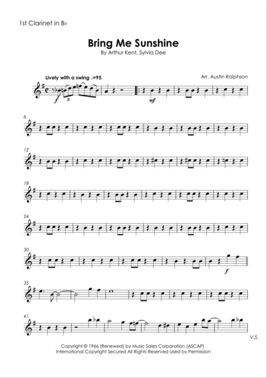 Bring Me Sunshine Clarinet Quintet scores gallery preview page 3