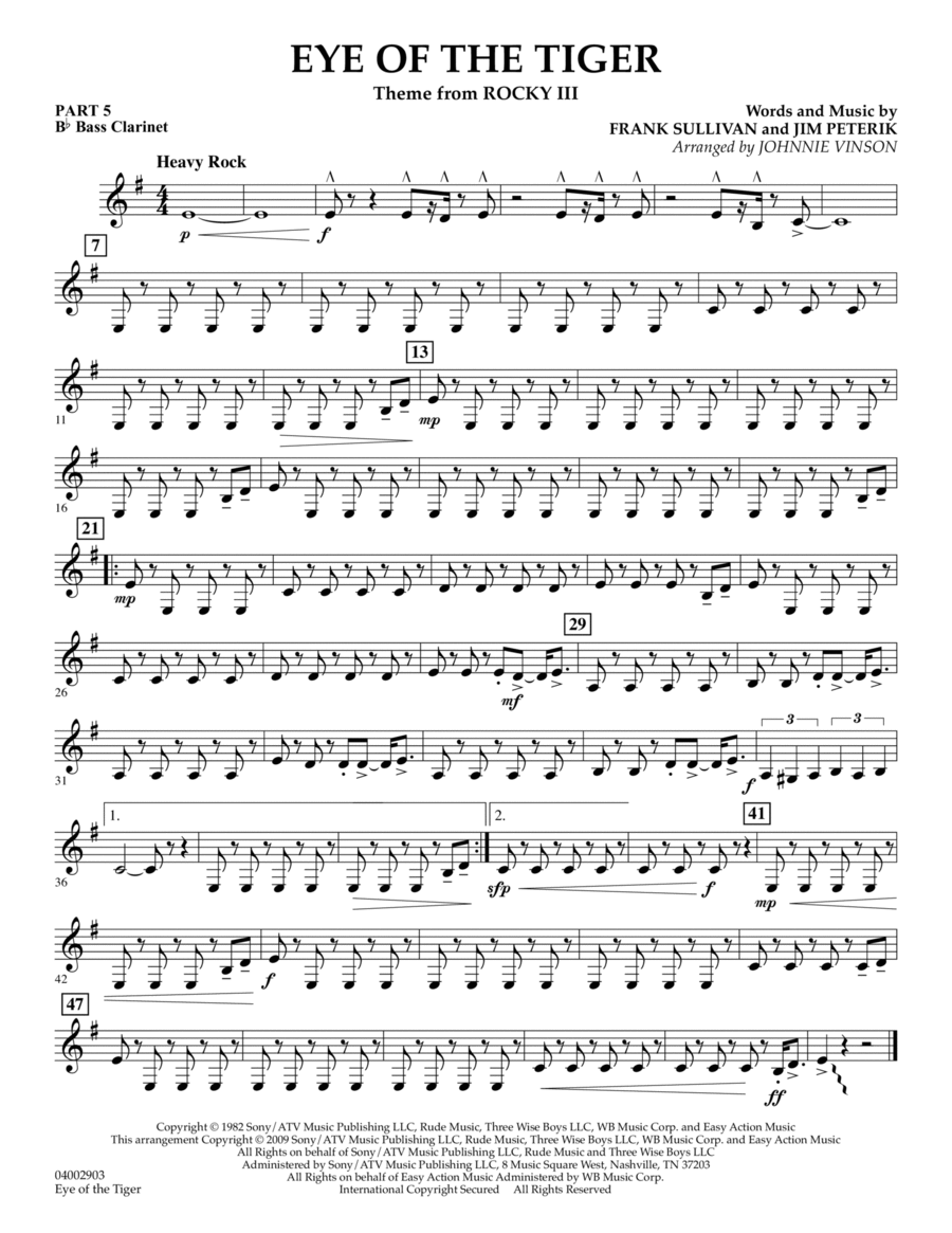Eye Of The Tiger - Pt.5 - Bb Bass Clarinet Concert Band scores gallery preview page 1