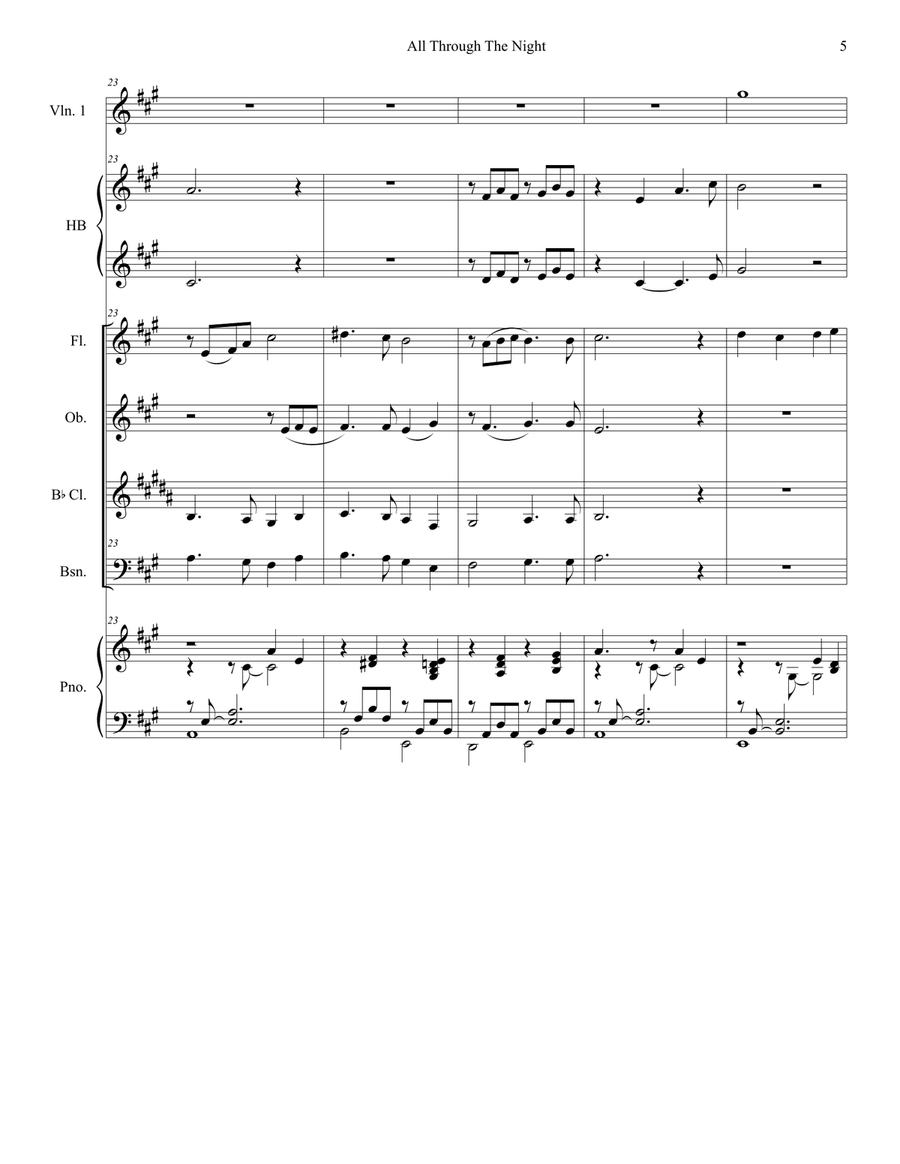 All Through The Night (Lullaby) (for Woodwind Quartet and Piano) Woodwind Quartet scores gallery preview page 6