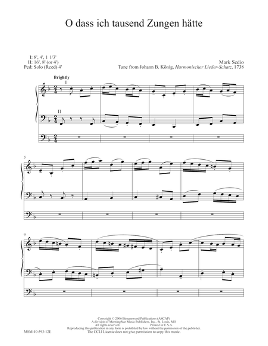 O dass ich tausend Zungen hätte Organ scores gallery preview page 1