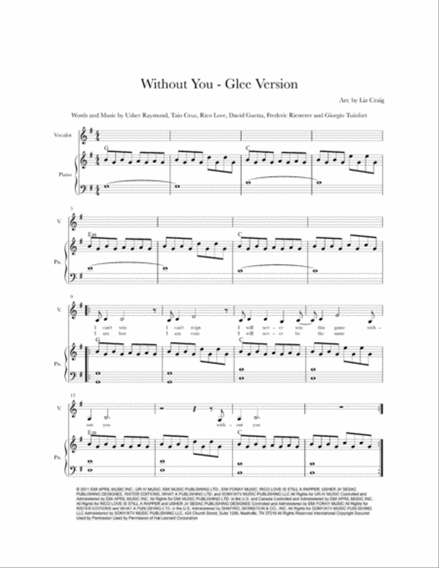 Without You Without You Voice scores gallery preview page 1