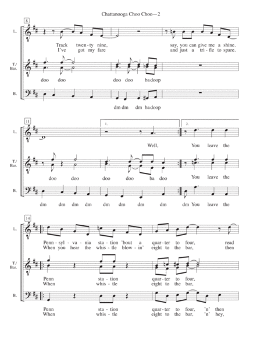 Chattanooga Choo Choo TTBB scores gallery preview page 2