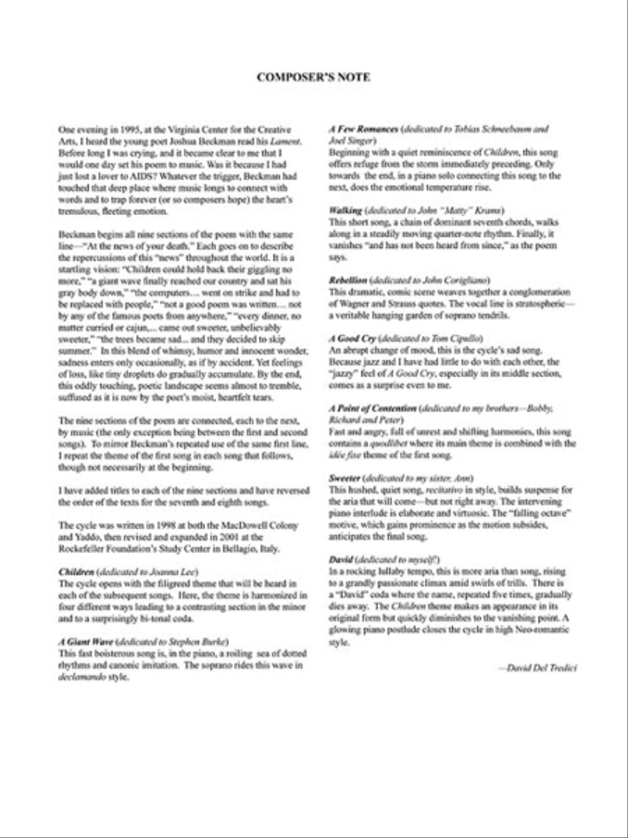 David Del Tredeci - Lament for the Death of a Bullfighter Voice scores gallery preview page 3