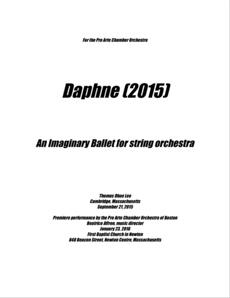 Daphne ... An Imaginary Ballet (2015) for string orchestra, full score String Orchestra scores gallery preview page 1