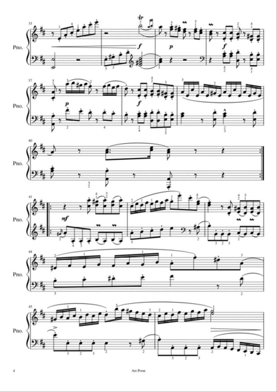 Haydn - Sonata in D major, Hob.XVI:37 Mov. 1 - Original For Piano Solo With Fingered Piano Solo scores gallery preview page 4
