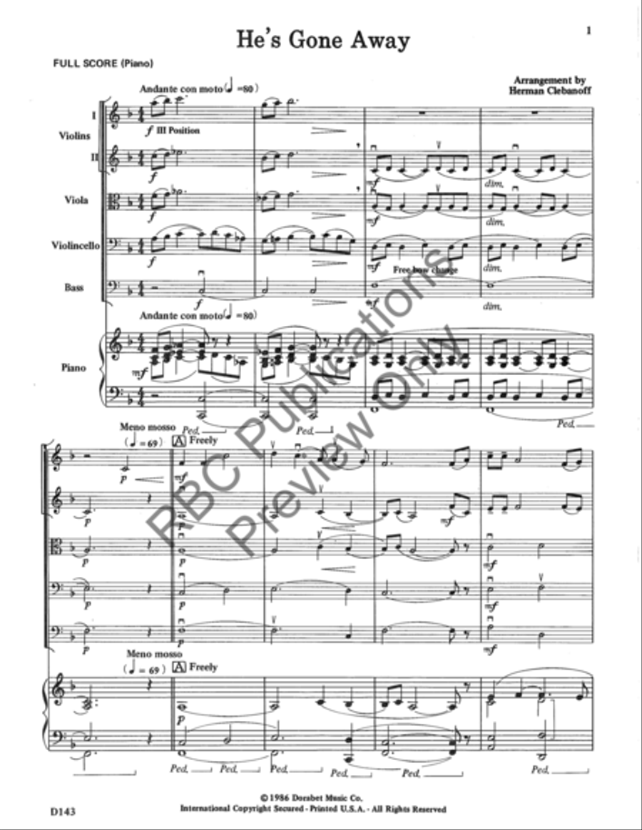 He's Gone Away (Score) String Orchestra scores gallery preview page 3