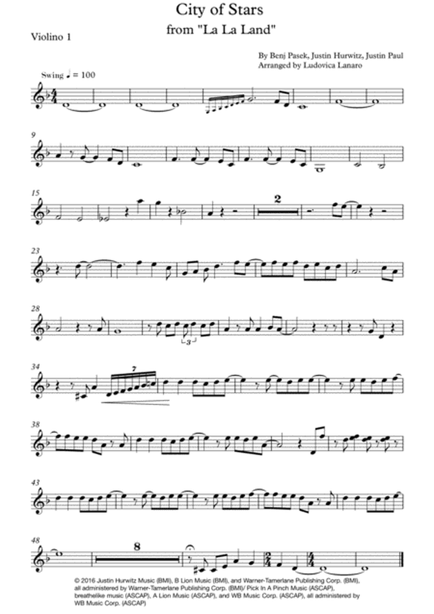 "City of Stars" for three violins image number null