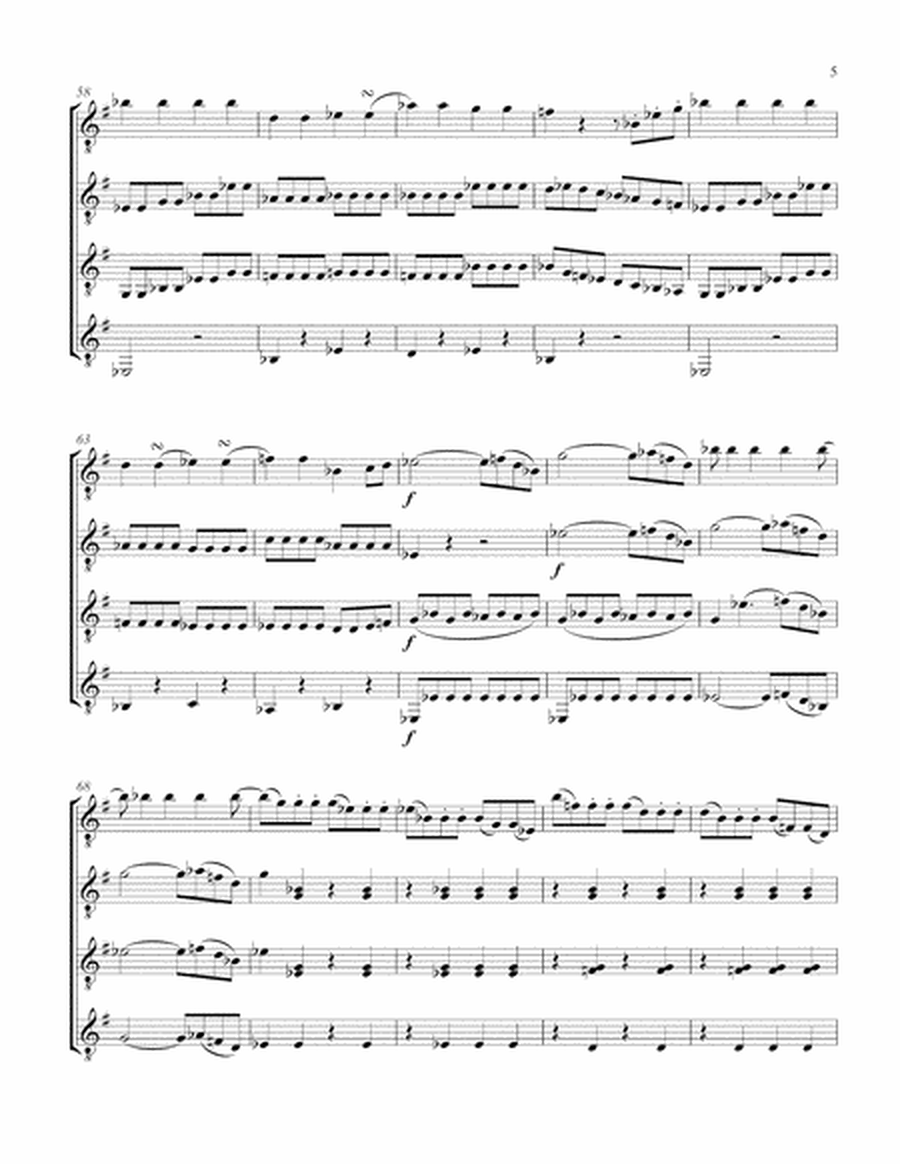 Eine kleine Nachtmusik, K. 525 - iv - Rondo (Guitar Quartet) - Score and Parts image number null