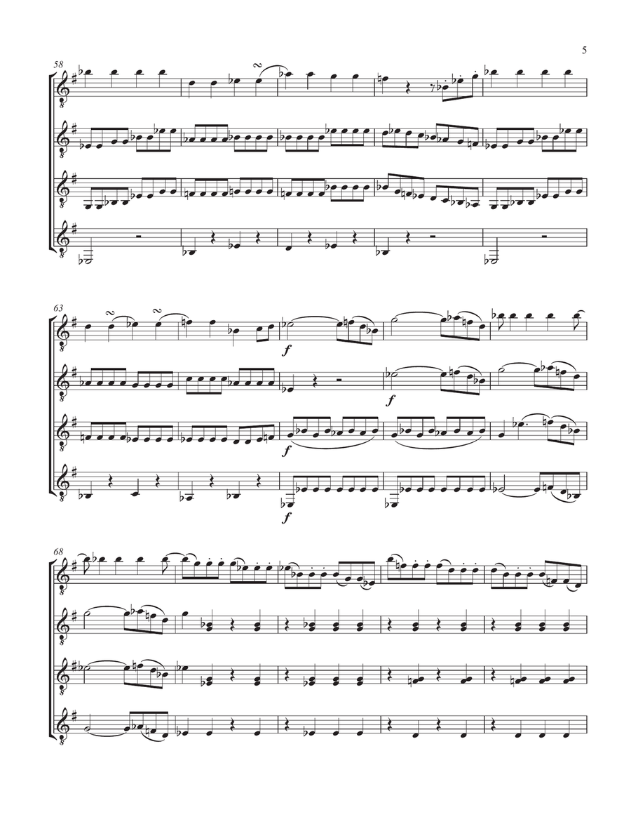 Eine kleine Nachtmusik, K. 525 - iv - Rondo (Guitar Quartet) - Score and Parts Guitar Ensemble scores gallery preview page 5