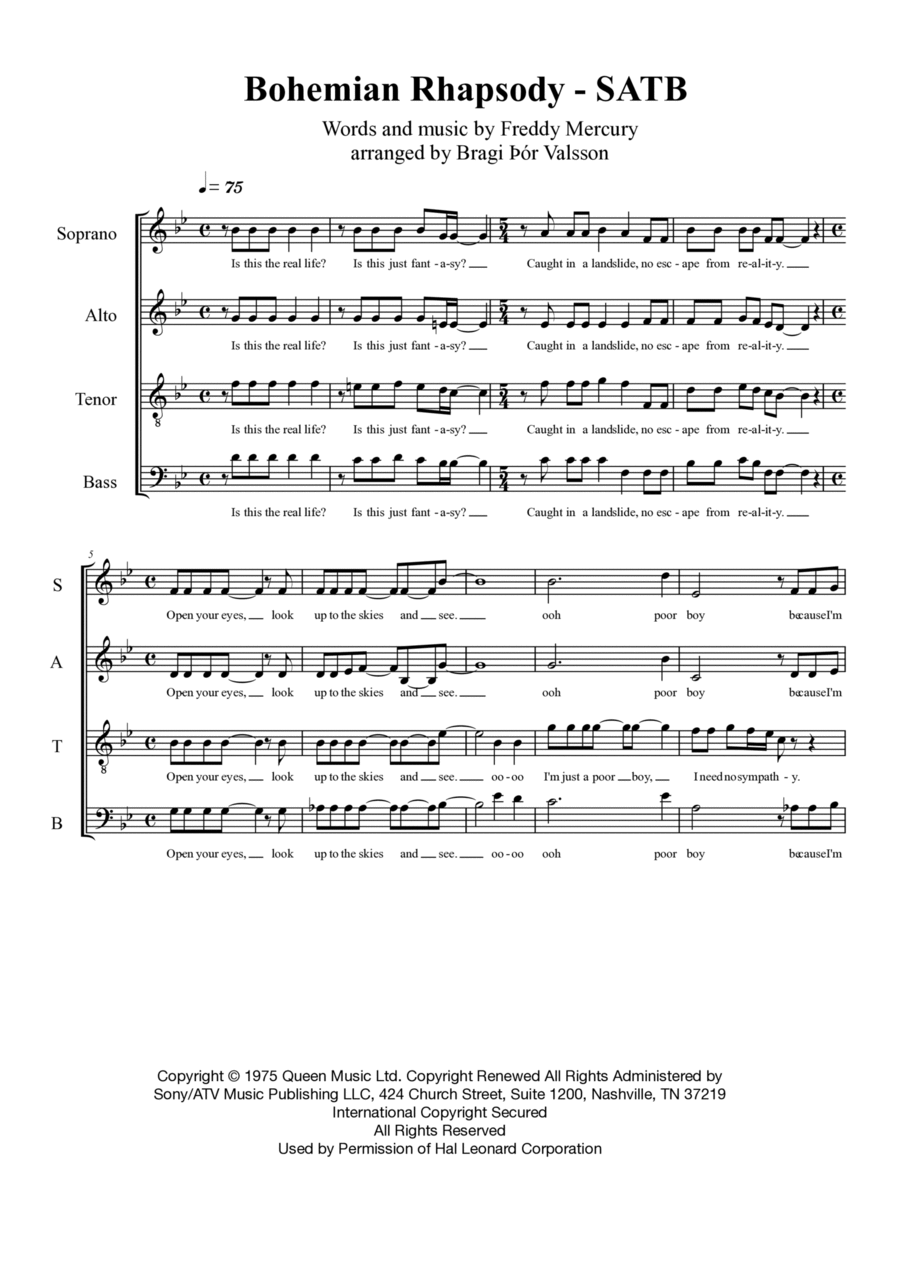 Bohemian Rhapsody 4-Part scores gallery preview page 1