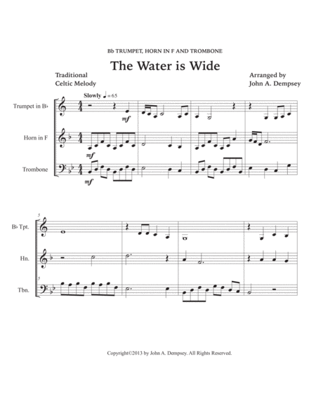 The Water is Wide (Brass Trio): Trumpet, Horn in F and Trombone image number null
