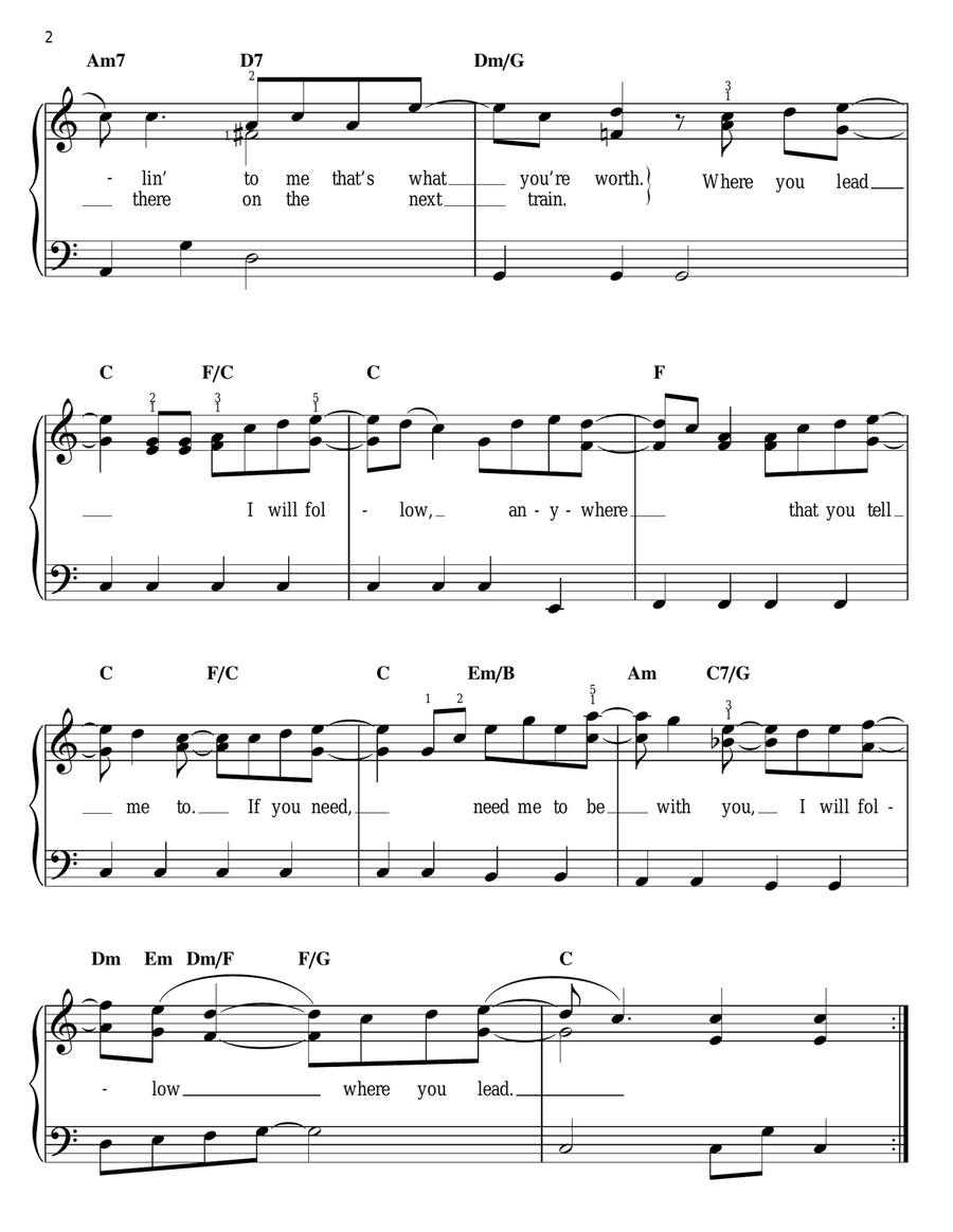 Where You Lead Where You Lead Easy Piano scores gallery preview page 2