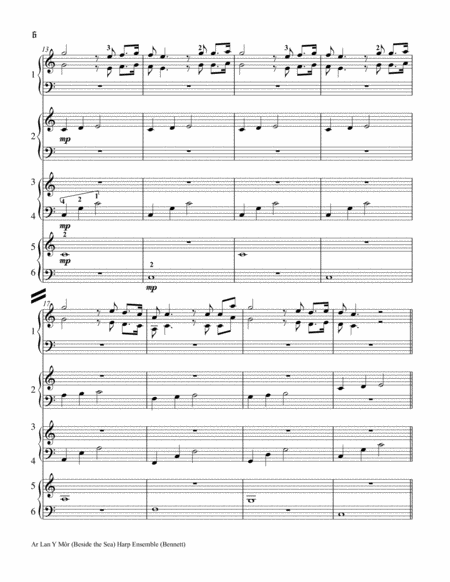 Ar Lan y Môr (Beside the Sea) FULL SET score & parts for harp ensemble image number null
