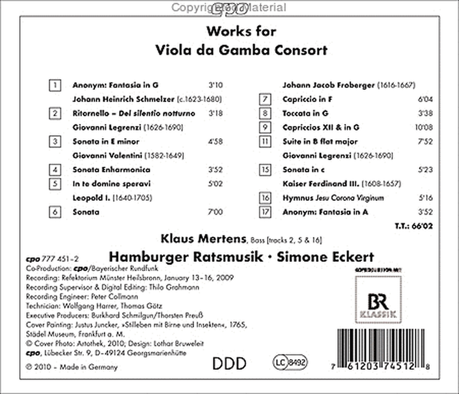 Works for Viola Da Gamba Consort