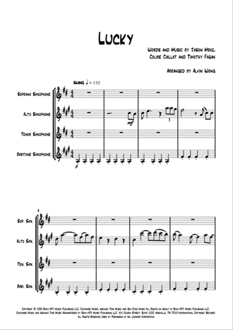 Lucky Saxophone Quartet scores gallery preview page 2