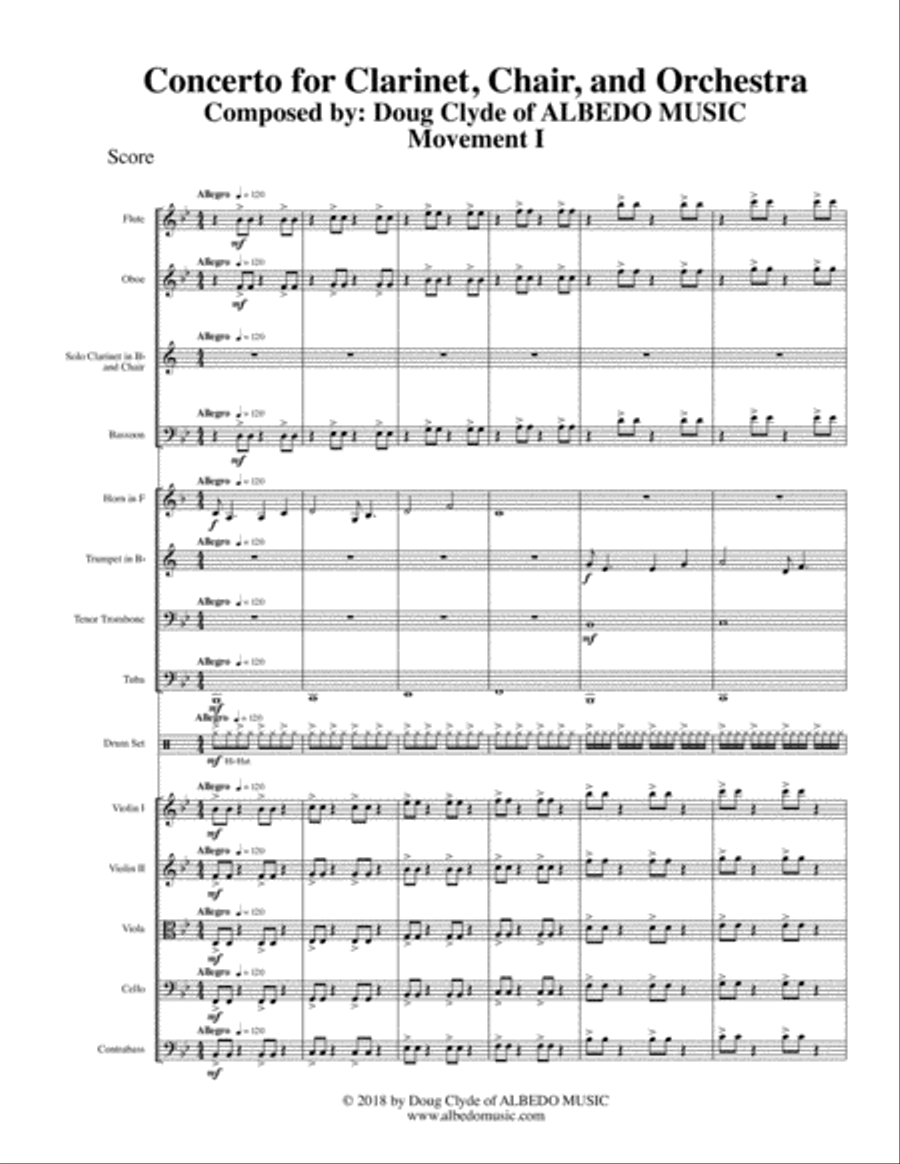 Concerto for Clarinet, Chair, and Orchestra. Movement I. Allegro. Full Orchestra scores gallery preview page 3