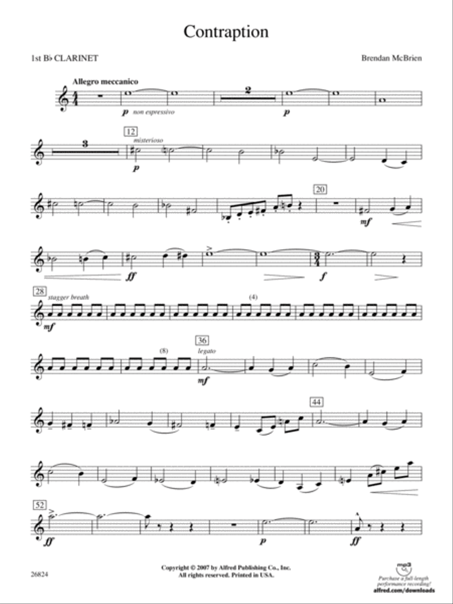 Contraption: 1st B-flat Clarinet Concert Band scores gallery preview page 1