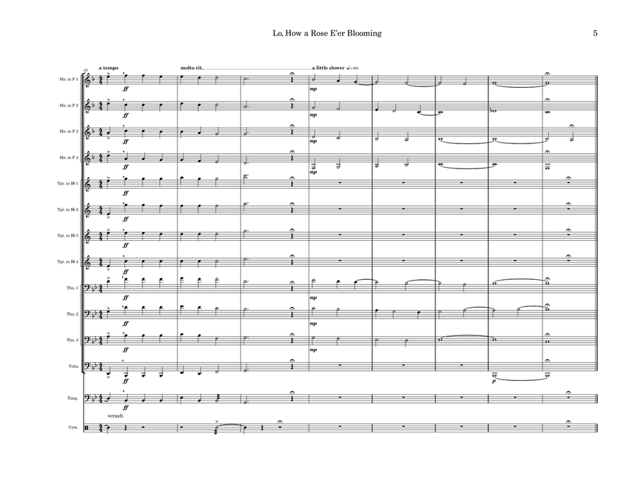 Lo, How a Rose E'er Blooming Brass Ensemble scores gallery preview page 5