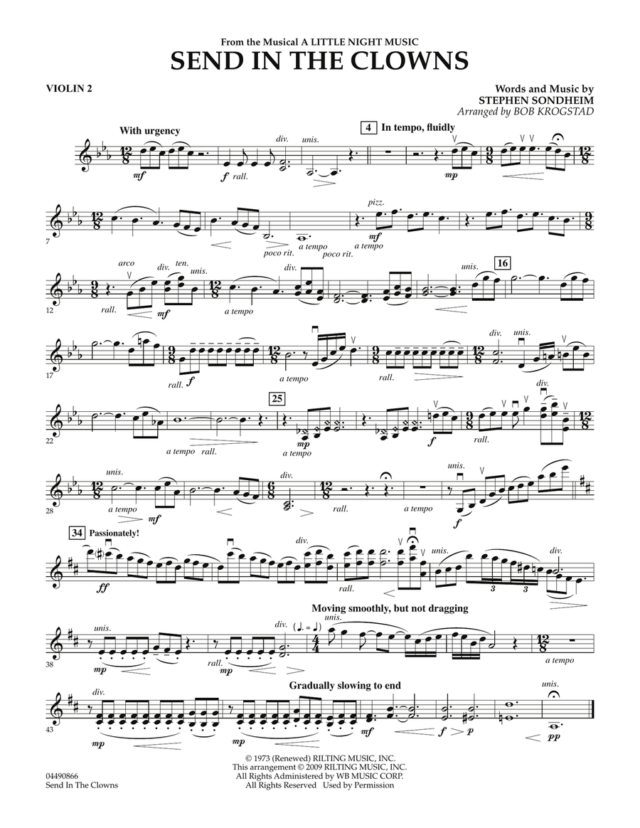 Send in the Clowns (from A Little Night Music) (arr. Bob Krogstad) - Violin 2