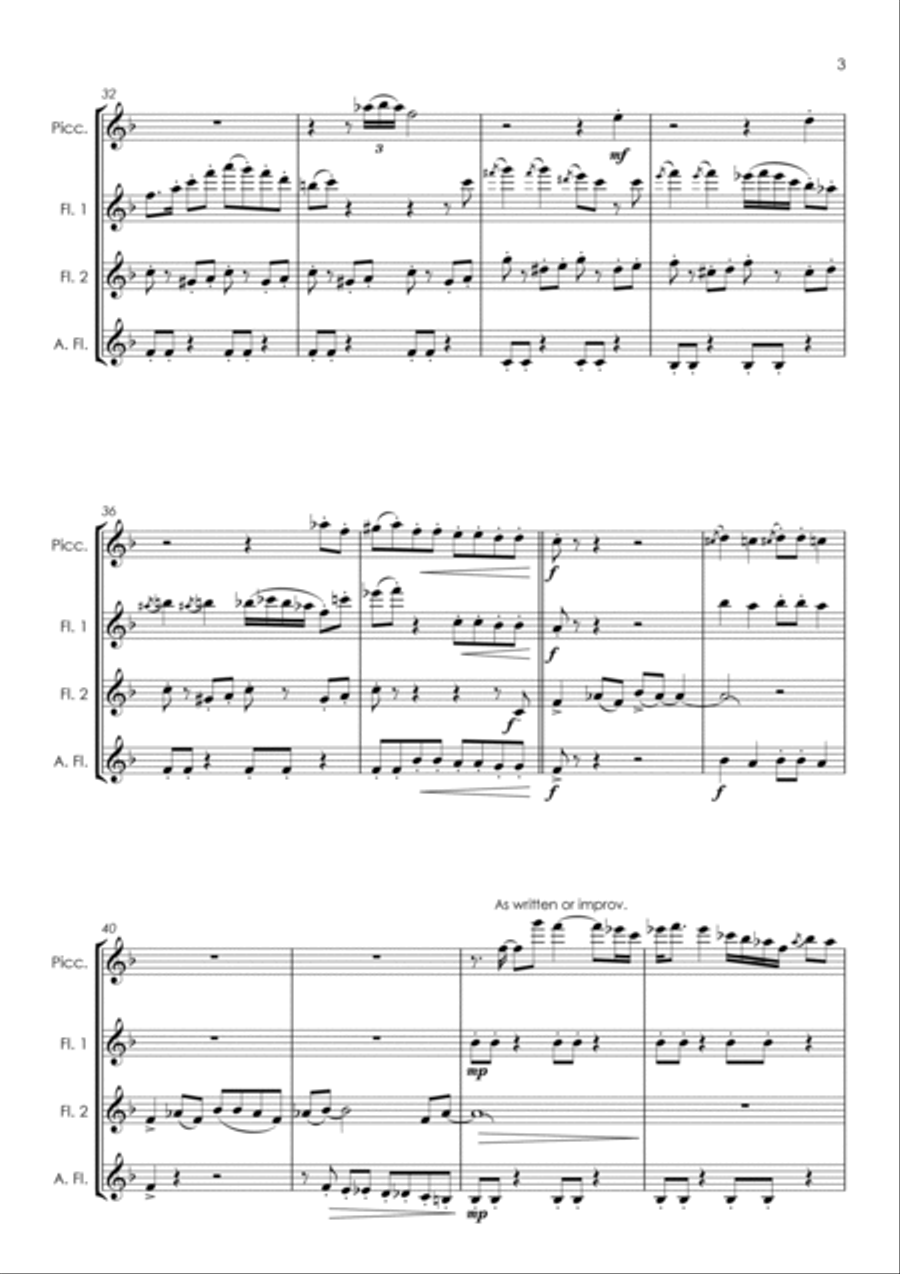 Baby Elephant Walk from the Paramount Picture HATARI! Flute Quartet scores gallery preview page 5